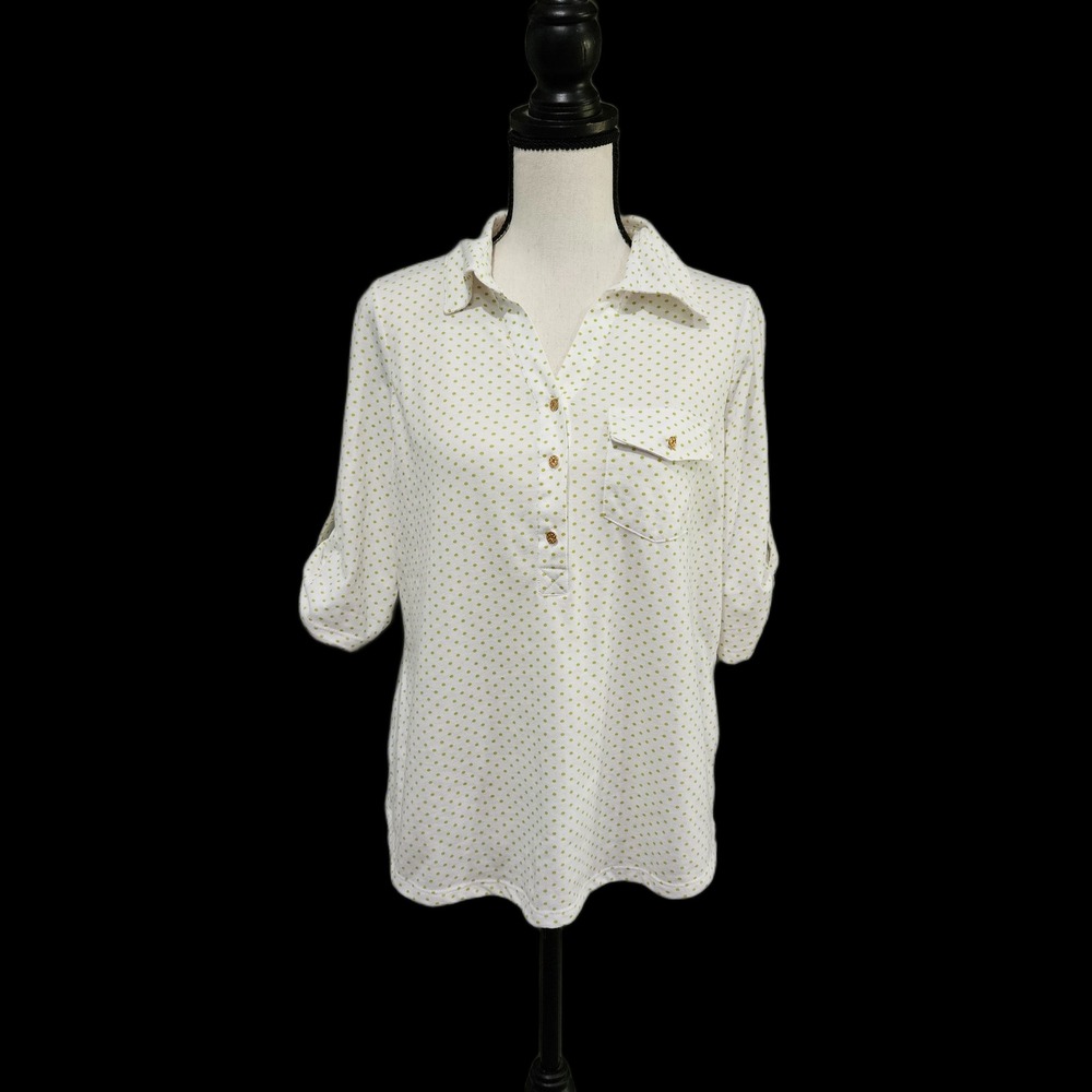 Emily Daniels Petite Medium Short Sleeve One Pocket Dot‎ Blouse
